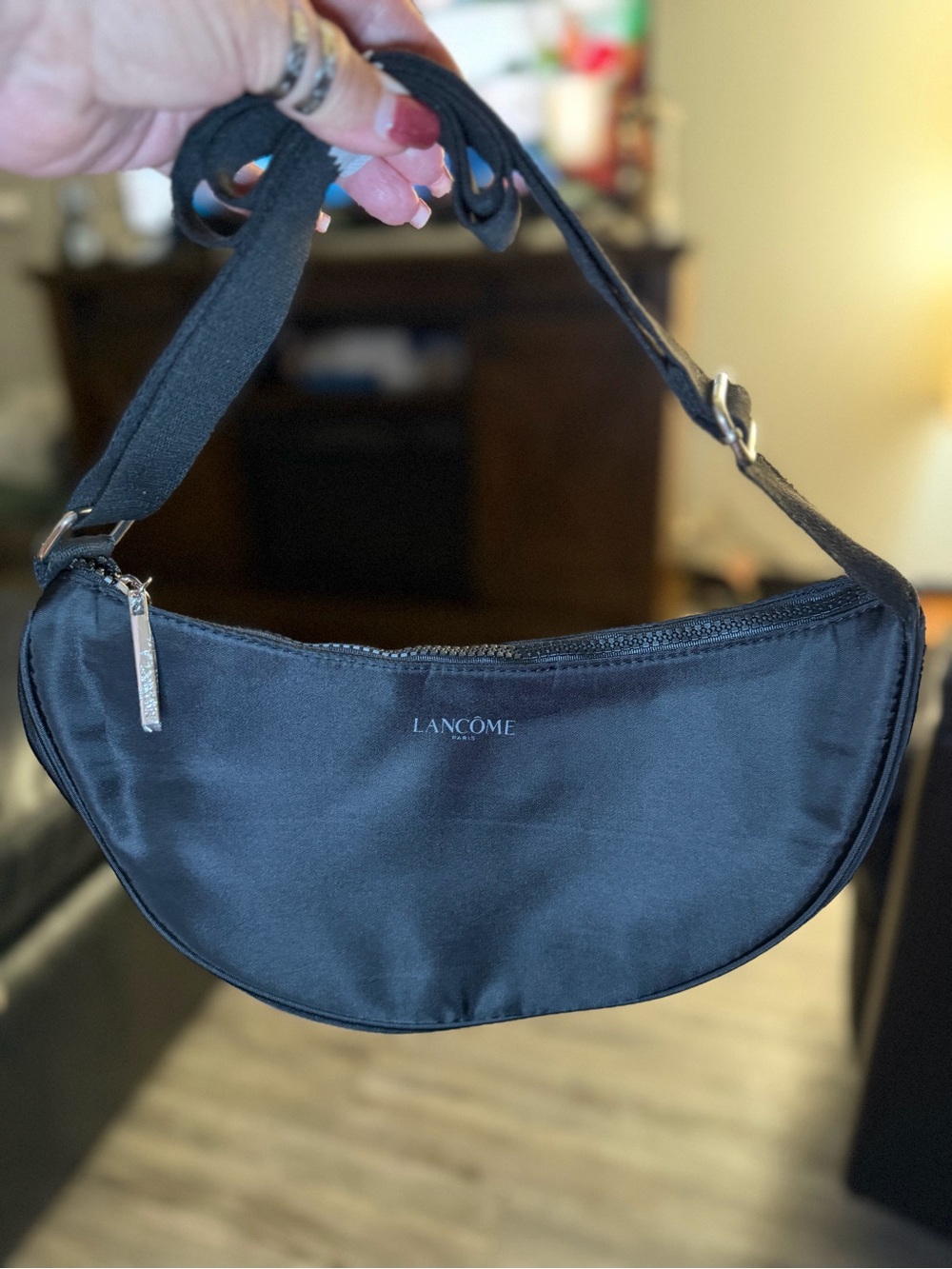 Lancôme Black Crescent Shoulder Bag